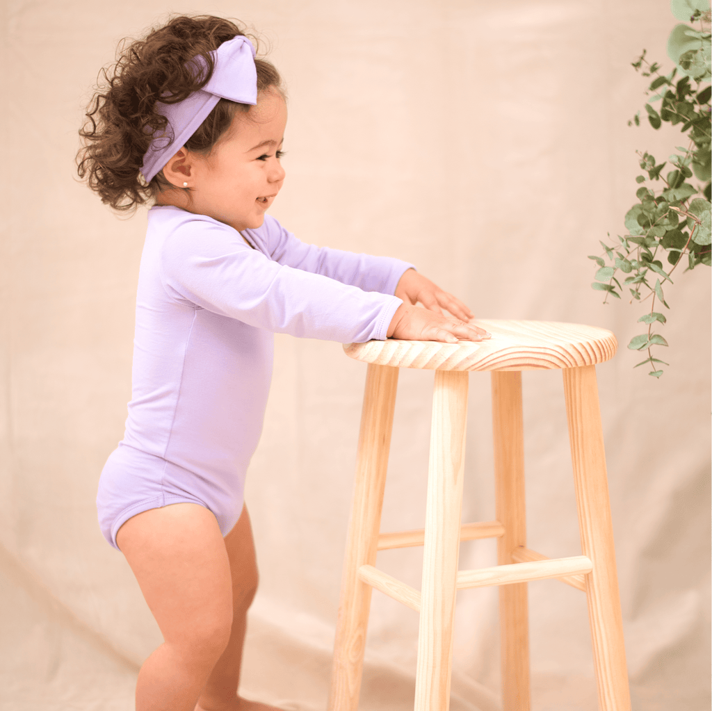 Cute Lavender Baby Long Sleeve Bodysuit