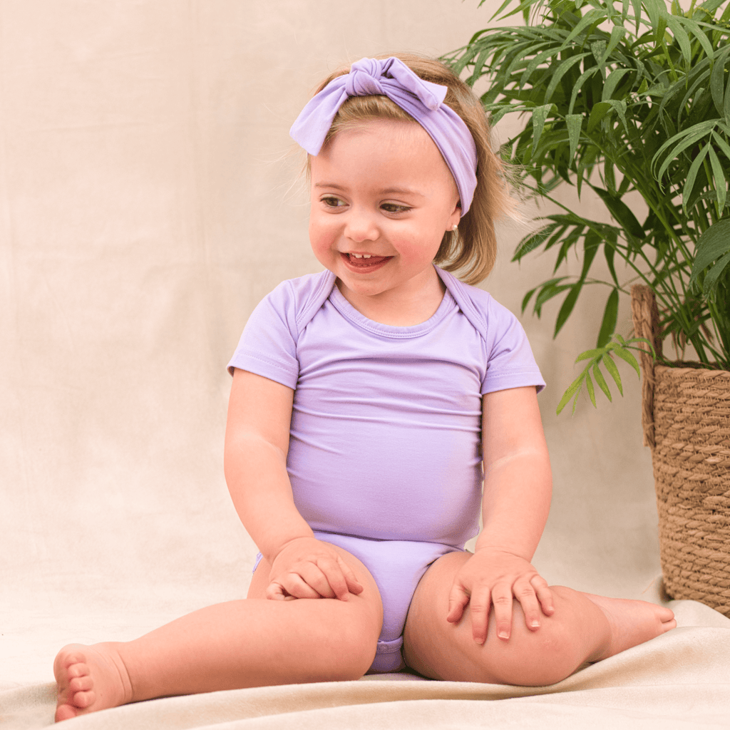 Cute Lavender Baby Short Sleeve Bodysuit